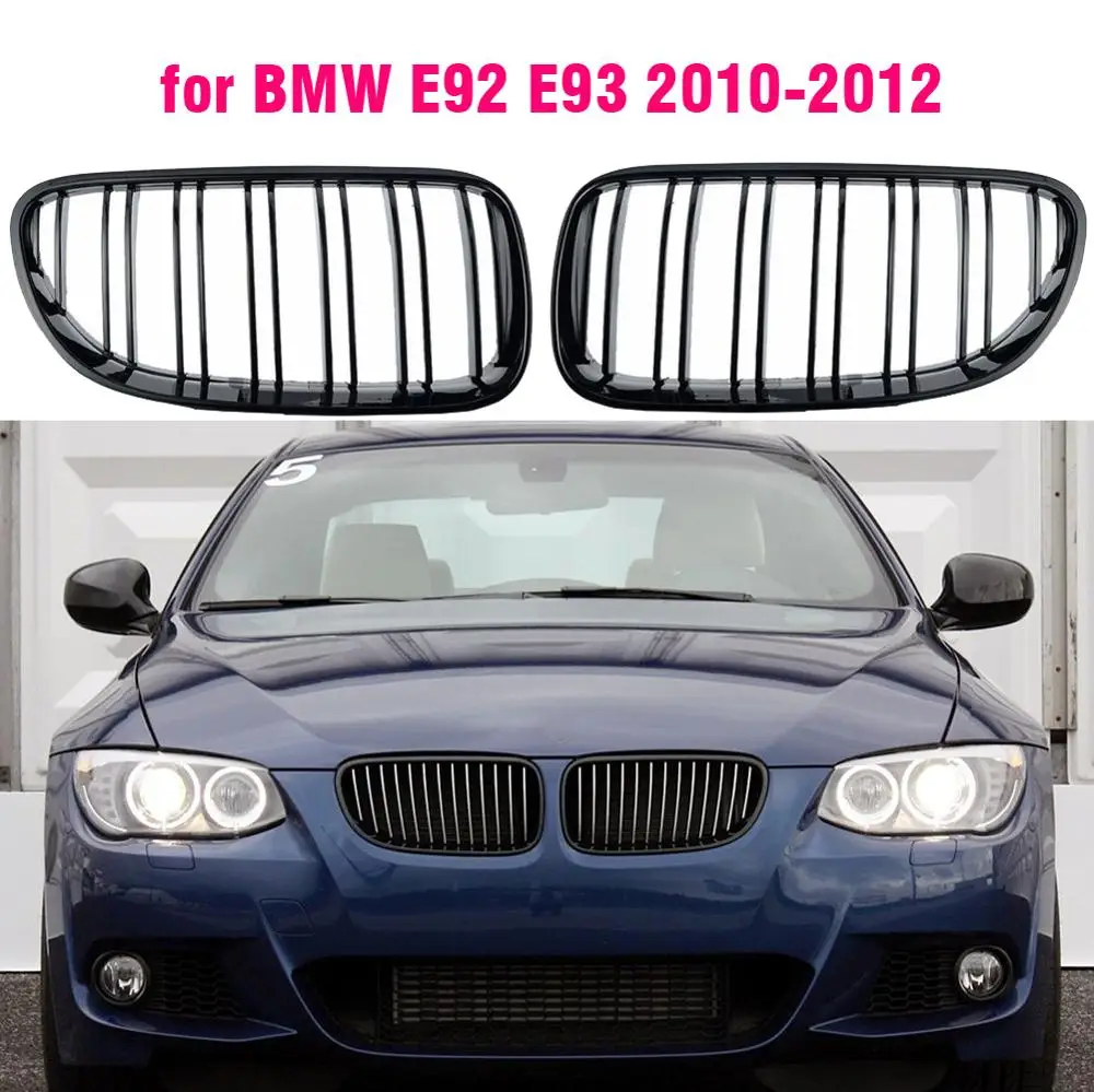 Front Grille Kidney Grill For BMW E92 E93 2 Doors 320I 330I 328i 335i 2010 2011 2012 Car Styling Gloss Black  Dual Line