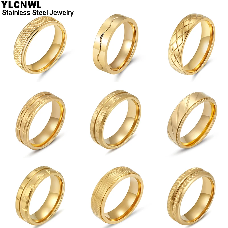 6 мм модное кольцо из нержавеющей стали золотые кольца для мужчин и женщин