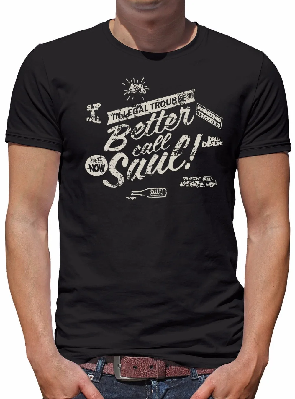 

2019 summer brand men's 100% cotton Short Sleeve Printed fitness T shirt TLM Better call Saul HerrenFunny Tops Tees