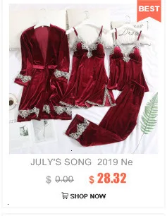 JULY'S SONG Золотой бархатный пижамный комплект Осень Зима теплые женские сексуальные пижамы без рукавов ремень ночное белье длинные брюки Халат