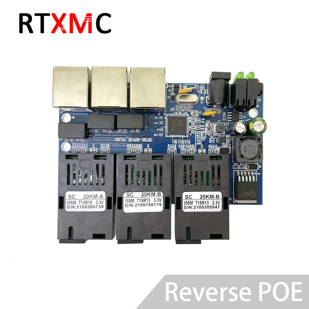 3SC3UTP обратный POEFast Erhetnet 10/100M Ethernet коммутатор с 3 волоконными портами SC 20KM3UTP RJ45