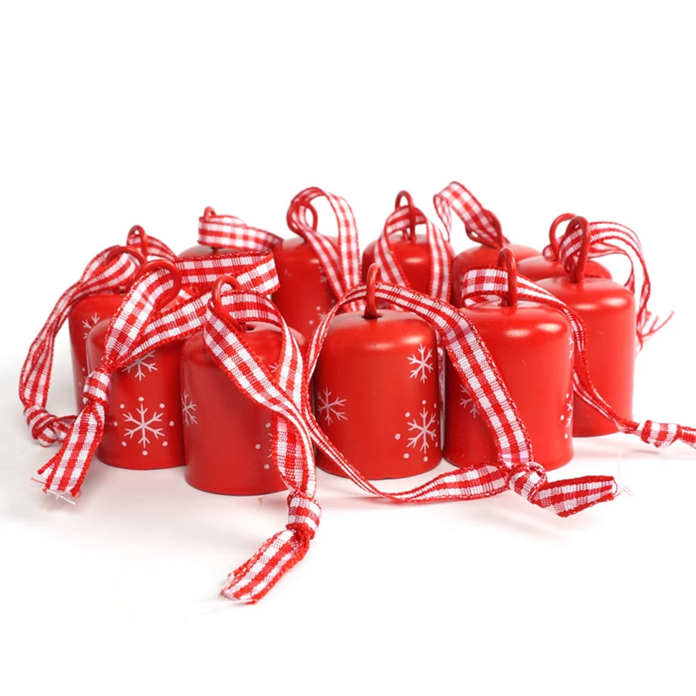 

Christmas Decoration Red Cylindrical Jingle Bell Christmas Snowflake Small Bell Tree Hanging Decor for Home Xmas DIY