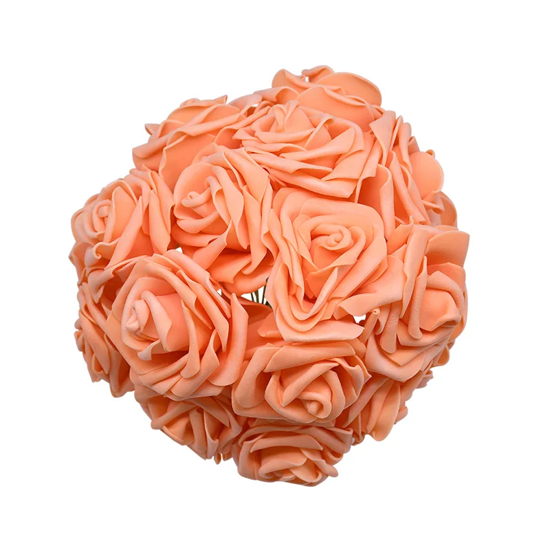 Orange 24 шт. 7 см белые розы искусственные из ПЭ пены розы Свадебные украшения Свадебный букет Скрапбукинг Ремесло поддельные цветы DIY Поставки - Цвет: Orange