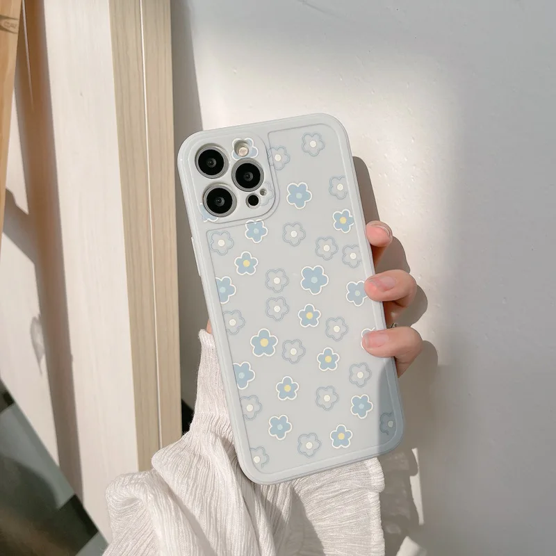 

Art Retro Wave Point Daisy Flower Korea Phone Case For iPhone 12 11 Pro Max Xr X Xs Max 7 8 Puls SE 2020 Cases Soft TPU Cover