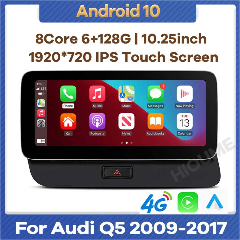 

10.25" Android 10 8Core 6G 128G Car Radio Multimedia Player GPS Navigation for Audi Q5 2009-2017 Stereo CarPlay Video Screen