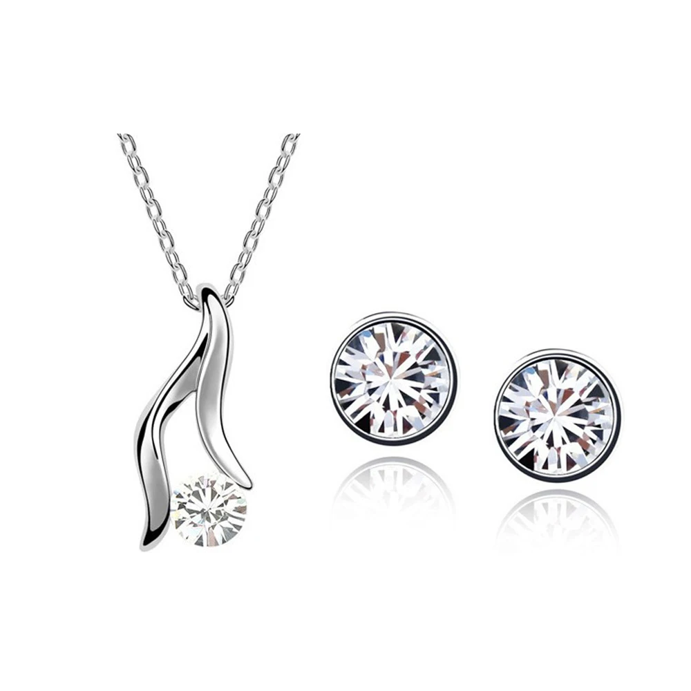 2022 акция Модные посеребренные ожерелья и серьги-гвоздики с австрийскими