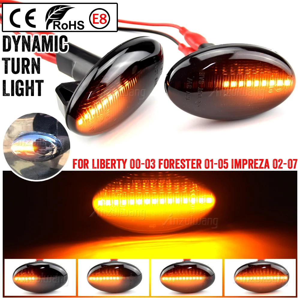 

1 Pair Dynamic Led Side Marker Turn Signal indicator Repeater Light lamp For Subaru Forester 01-05 Liberty 00-03 Impreza WRX Sti