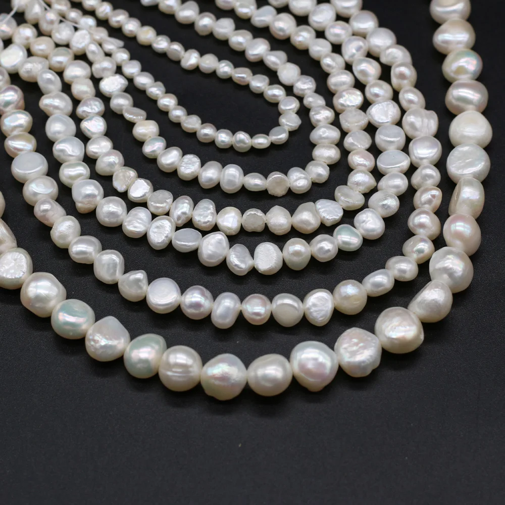 

3A Quality 100% Real Natural Freshwater Cultured White Pearls Vertical Perforated Beads 36 cm Strand 5-10 mm for Jewelry Making