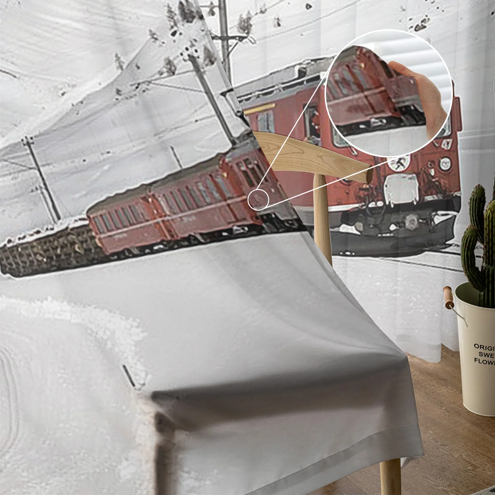 Тюлевые занавески Snow Mountain с красным шлейфом для гостиной спальни прозрачные