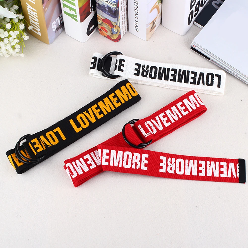 Креативные парусиновые двойные кольца с пряжкой и буквенным принтом простой