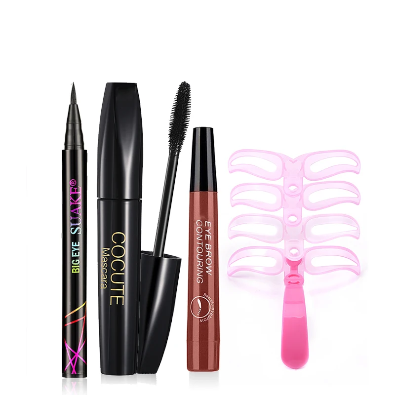 

4pcs Professional Eyes Makeup Set Eyebrow Eyeliner Mascara Eyebrow Painting Tools
