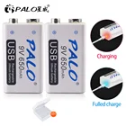 PALO 650mAh 9V 6F22 литий-ионная аккумуляторная батарея USB 9V литиевая для мультиметра микрофон игрушка дистанционное управление KTV Горячий