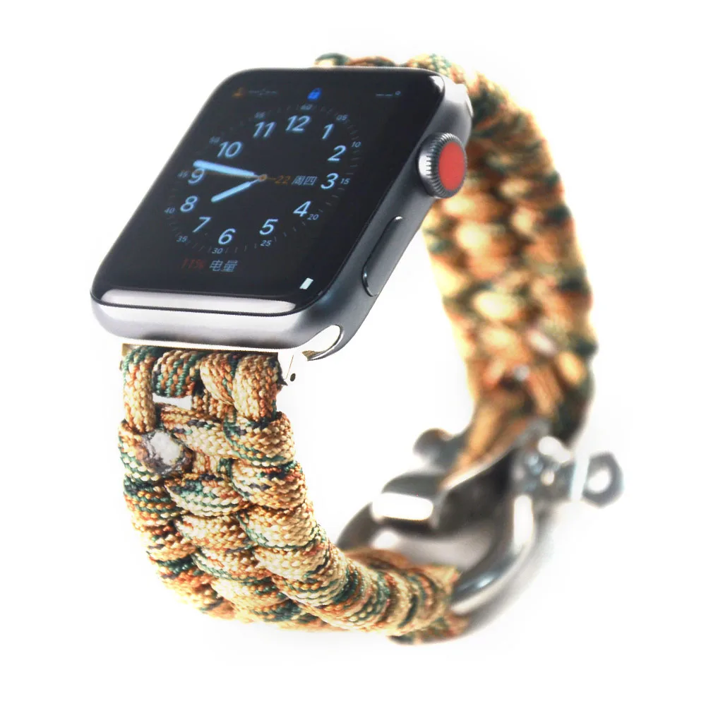 Новейший нейлоновый ремешок для Apple Watch SE браслет выживания из Паракорда 38/42/40/44/45