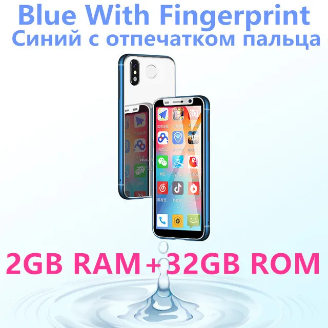 32GB ROM Blue Супер Мини Melrose 4G Lte маленький смартфон 3,4 ''MTK6739 четырехъядерный Android 8,1 отпечаток пальца ID 2000 мАч мобильный телефон - Цвет: 32GB ROM Blue