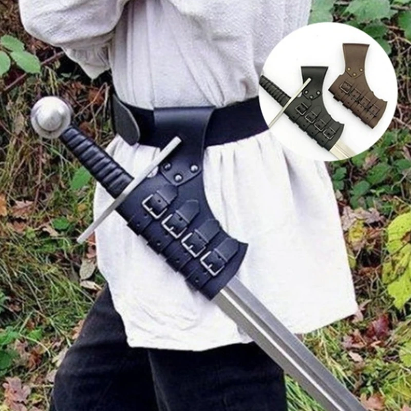 Medieval Leather Sword Frog Belt Waist Sheath Scabbard Black Brown Rapier Buckle Strap Holster Men Viking Warrior Armor Cosplay