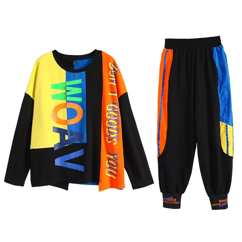 

SOUL OF TIGER Autumn Fashion Korean Designer Ladies Two Piece Sets Womens Casual Punk Tops And Elastic Pants Fitness Tracksuits