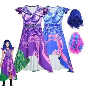 2020 girls queen of mean descendants 3 mal evie bertha maleficent cosplay audrey costume kids halloween party clothing jumpsuits free global shipping