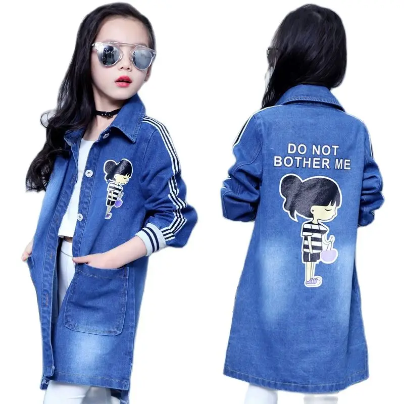 Весенне-осенняя одежда джинсовое пальто для девочек джинсовые куртки детская