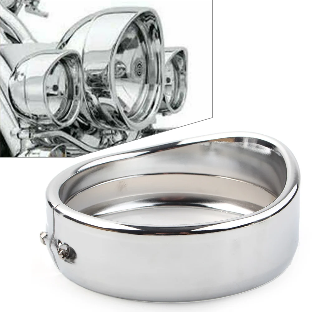 

5.75" Motorcycle Headlight Decorate Trim Ring Visor Silver For Harley Dyna Street Bob FXDB 1994-2020 XL883R XL1200L FXLR FXSTB