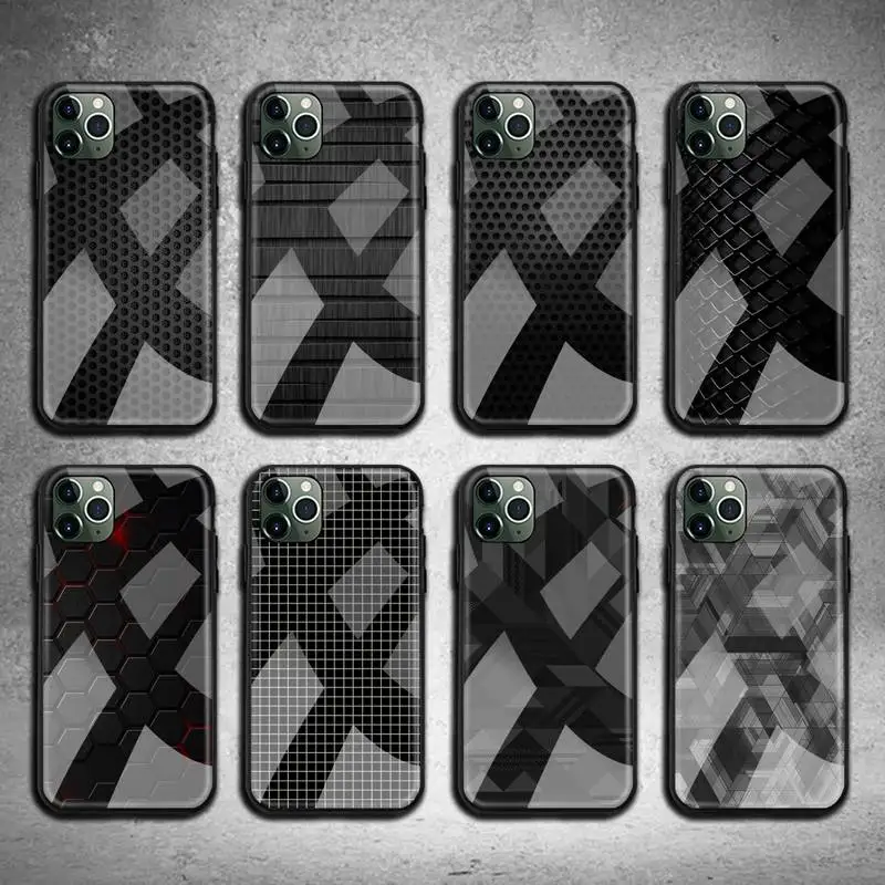 

Чехол для телефона с черной сеткой в джентльменском стиле, закаленное стекло для iPhone 12 11 Pro Max Mini XR XS MAX 8X7 6S 6 Plus SE 2020, чехол