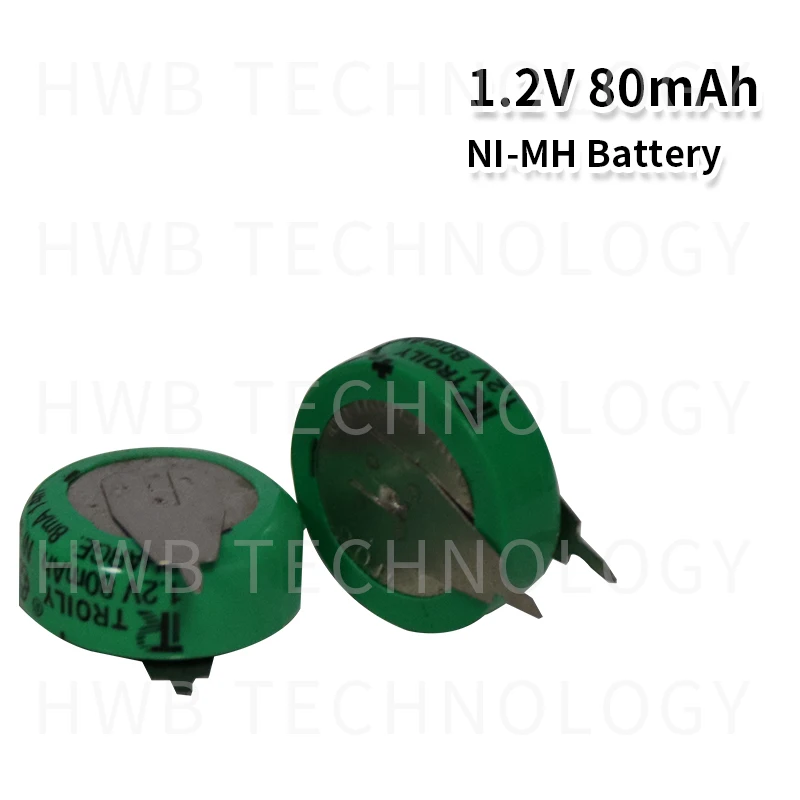 5 шт./лот 1 2 v 80mAh Ni MH аккумуляторная батарея Кнопка сотового монета Бесплатная
