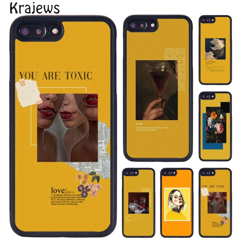 Желтые эстетичные Чехлы krajew Les для iPhone X XR XS 11 12 Pro MAX 5 6 6S 7 8 Plus Samsung Galaxy S7 S8 S9 S10 |