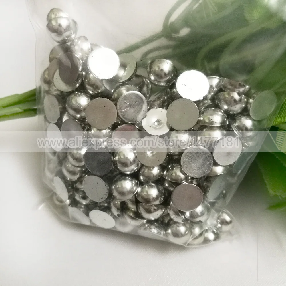 Полукруглые бусины из серебра с металлическим блеском 8 мм|crafts diy|craft makingcraft gems |