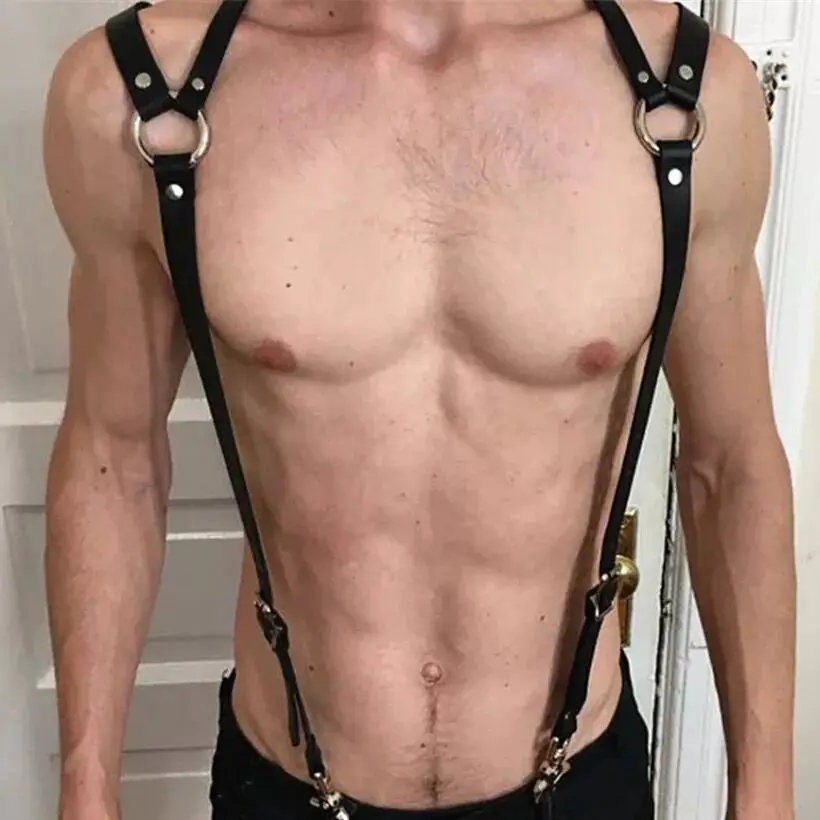 Фетиш для мужчин гей сексуальный плечевой ремень укороченный топ мужской из