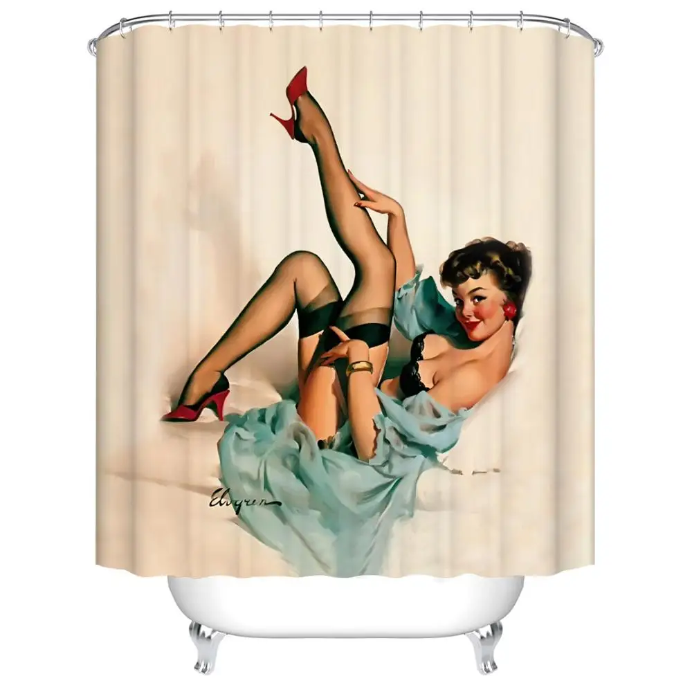 Мультфильм аниме девушка печать занавески для душа ванная комната занавеска