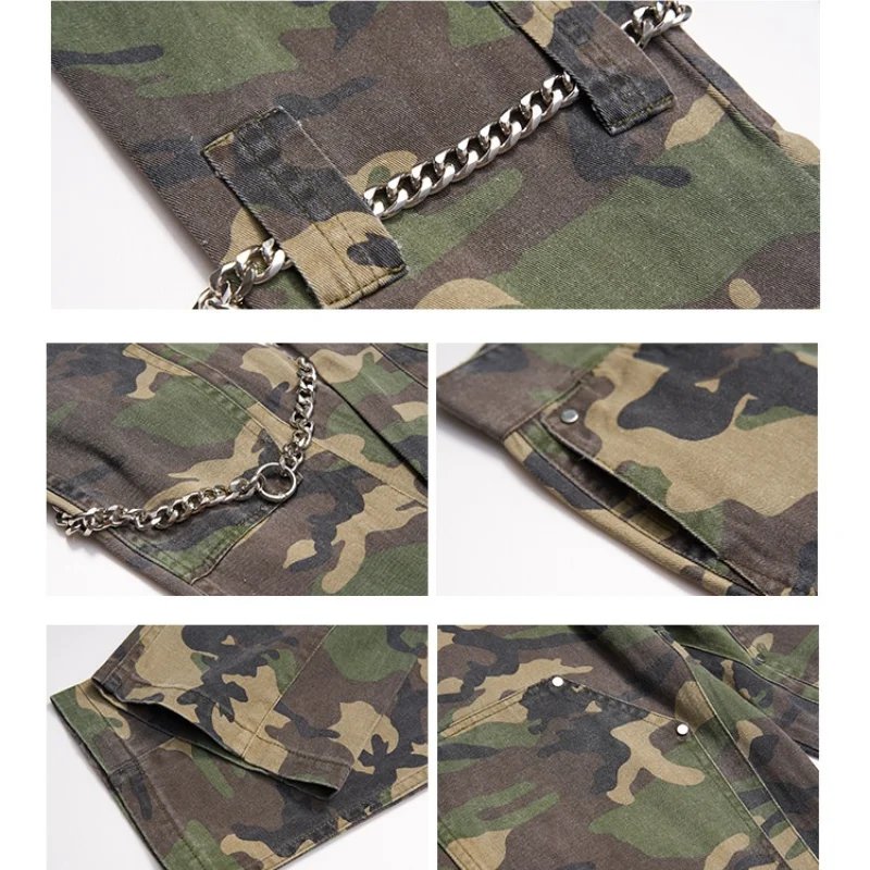 2022 New Arrival Army Green Cotton Men Tactical Military Cargo Pants Chain Camouflage Long Trousers For Teens Pantalones Hombre