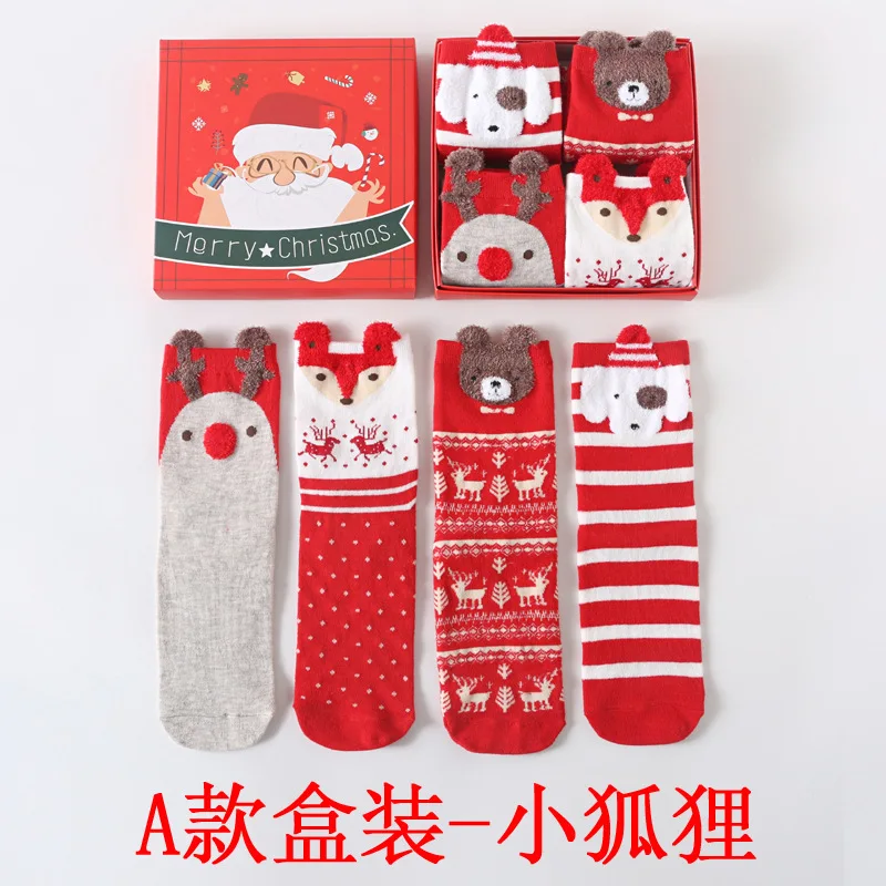 Christmas Stockings Boxed Cartoon Stockings Gift Box Crew Women's Cotton Stockings Women's Christmas Sock Women