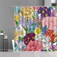 abstract floral shower curtain bathroom tropical green leaves flower bath shower curtain with hooks bathroom shower curtain