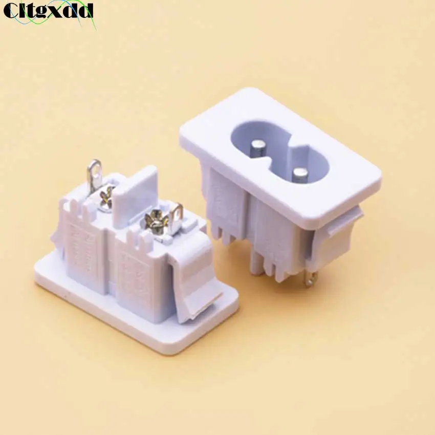 Cltgxdd 1PCS AC 250V 2.5A IEC320 C8 Male 2 Pins Power Inlet Socket Panel Embedded Black White | Обустройство дома