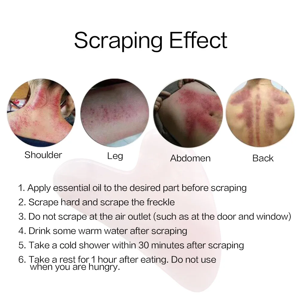 Скребок Для Массажа Гуаша натуральный нефрит розовый кварц камень для лица шеи