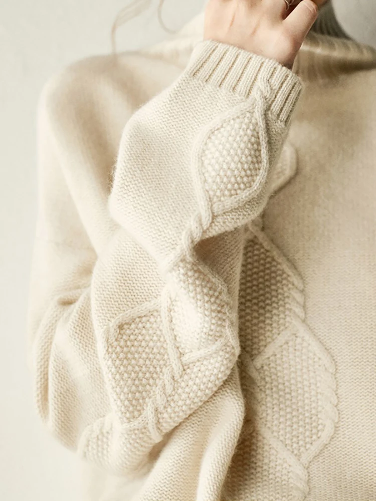 2020 Новая мода осень зима женский свободный теплый кашемировый пуловер с высоким