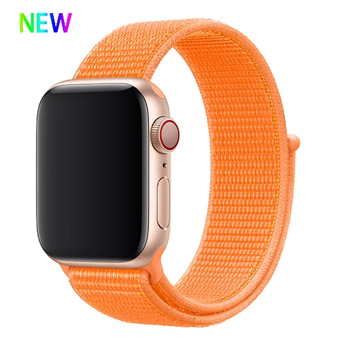 New Papaya 1 Нейлоновый ремешок для Apple Watch band 42 мм 38 мм iWatch 4 band 44 мм 40 мм Браслет спортивная петля ремешок для часов correa ремень дышащий - Цвет ремешка: New Papaya 1