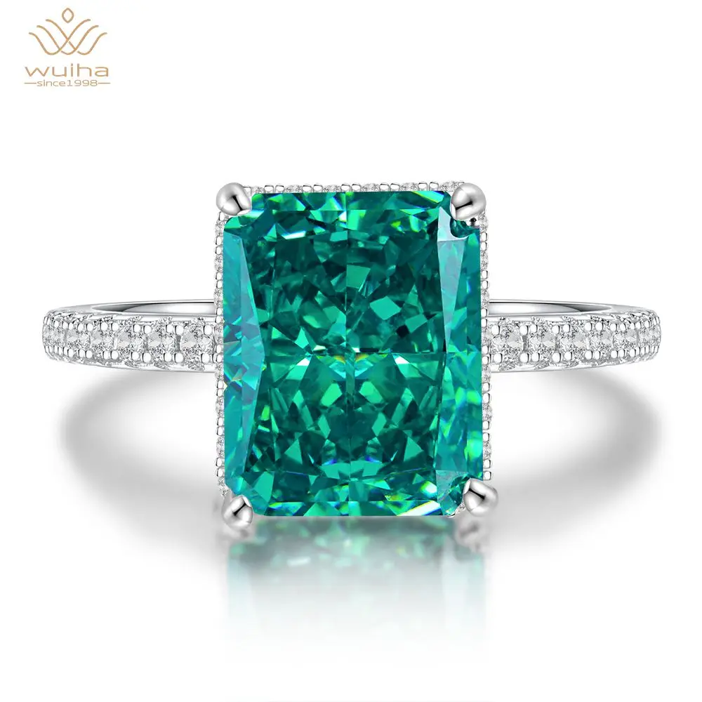 

Wuiha 100% 925 Sterling Silver Created Moissanite Emerald Gemstone Birthstone Wedding Engagement Ring Fine Jewelry Wholesale