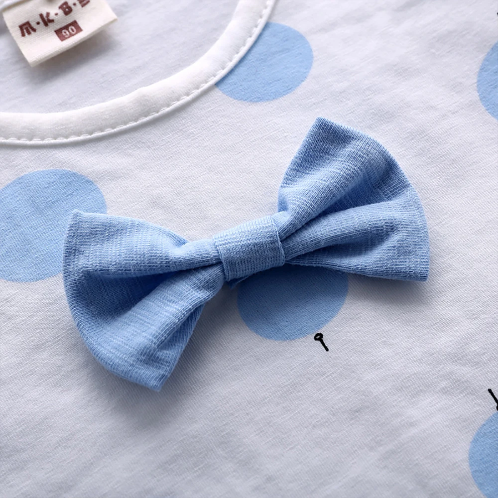 

Children's Set 80-110 Summer toddler girl clothes Set Dot Print Bowknot Vest Shorts Set little girl clothes kids clothing