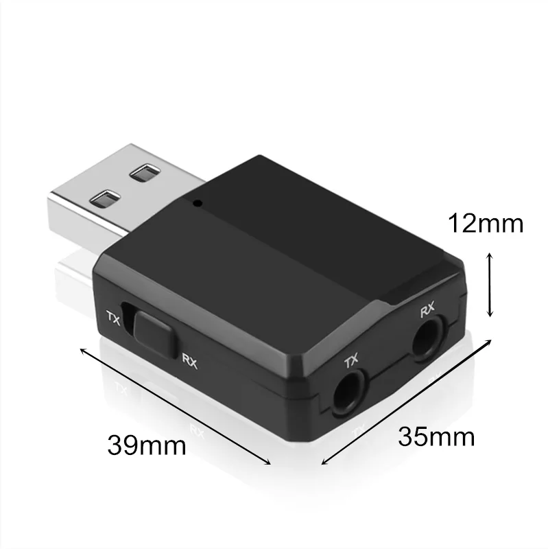 Stereo USB& 3.5mm AUX 3 in 1 Bluetooth 5.0 Transmitter and Receiver Wireless Audio Music Module for TV PC Earbus Mp3 Player