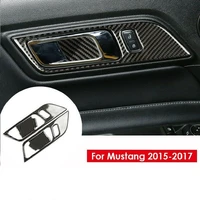 carbon fiber interior door handle cover trim sticker fit for ford mustang 2015 2017