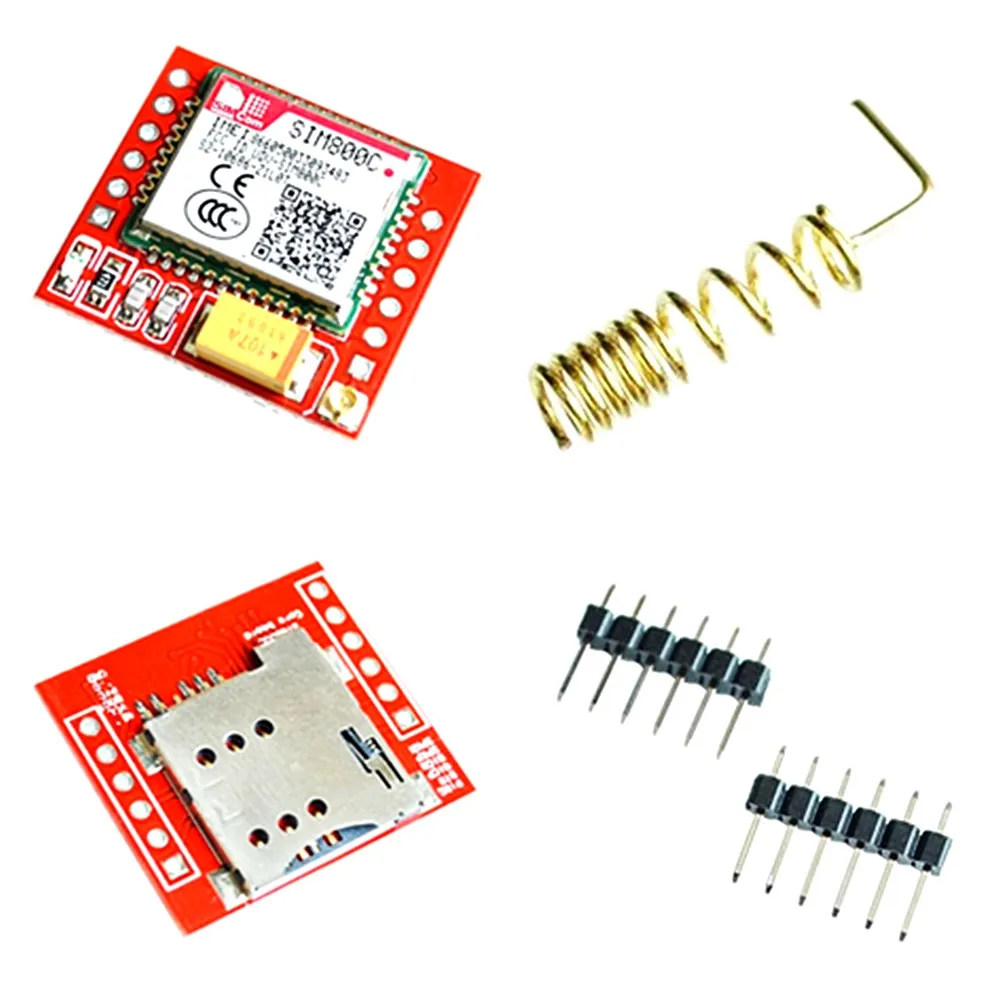 Четырехдиапазонная плата SIM800C, карта MicroSIM, с модулем Bluetooth, GSM, GPRS, последовательный порт TTL (совместим с SIM800L, SIM900A)