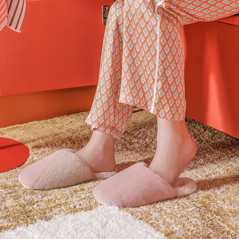 

Posee color matching cotton slippers female household autumn and winter indoor warmth thick bottom soft bottom non-slip 3915