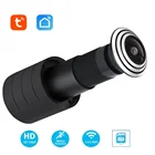 Умная камера видеонаблюдения Tuya, дверной глазок с Wi-Fi, широкоугольной камерой видеонаблюдения с функцией обнаружения движения, TF-карта, P2P