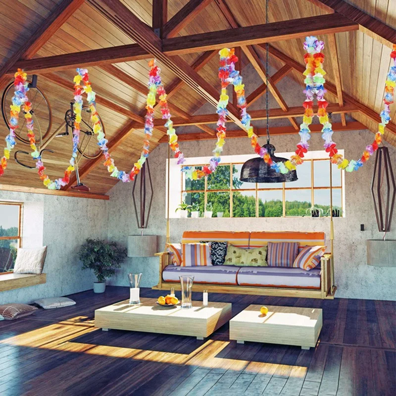 

12Pcs Colorful Hawaiian Wreath Party Decoration Garland Tropical Party Supplies, 2 M