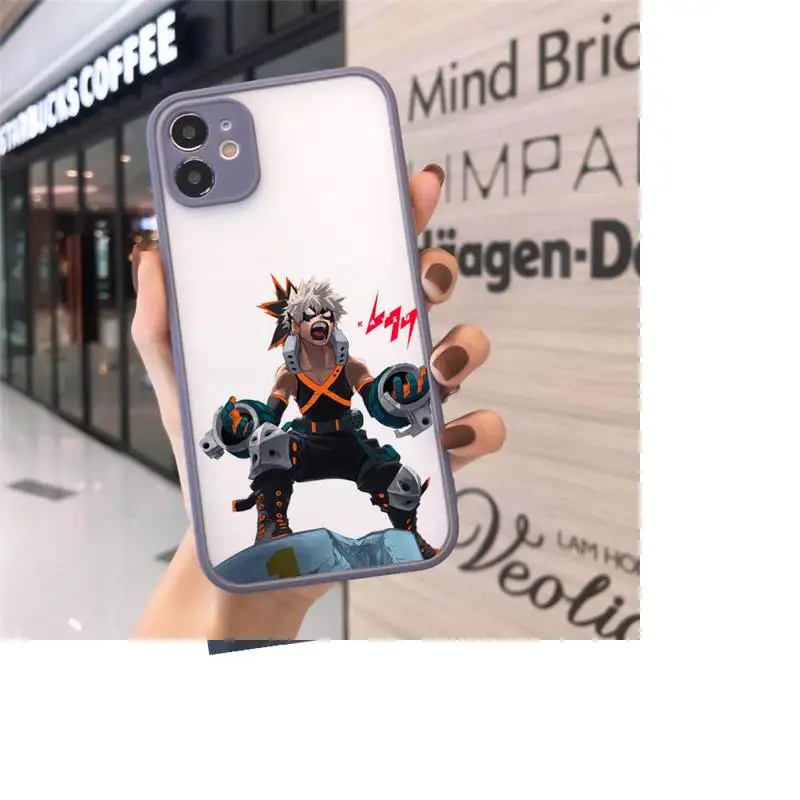 

My Hero Academia deku bakugou Boku Phone Cases matte transparent For gray iPhone 7 8 x xs xr 11 12 pro plus max mini