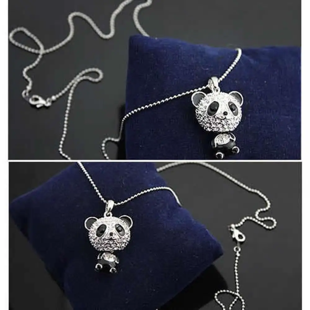 

Women's Fashion Rhinestone Moving Head Panda Pendant Sweater Chain Necklace For Women Charm Necklace Jewelry