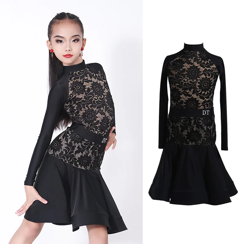 

Lace Latin Dancing Dresses For Girls Designer Clothes Competition Costume ChaCha Dress Tango Dancewear Samba Dance Outfit JL3052