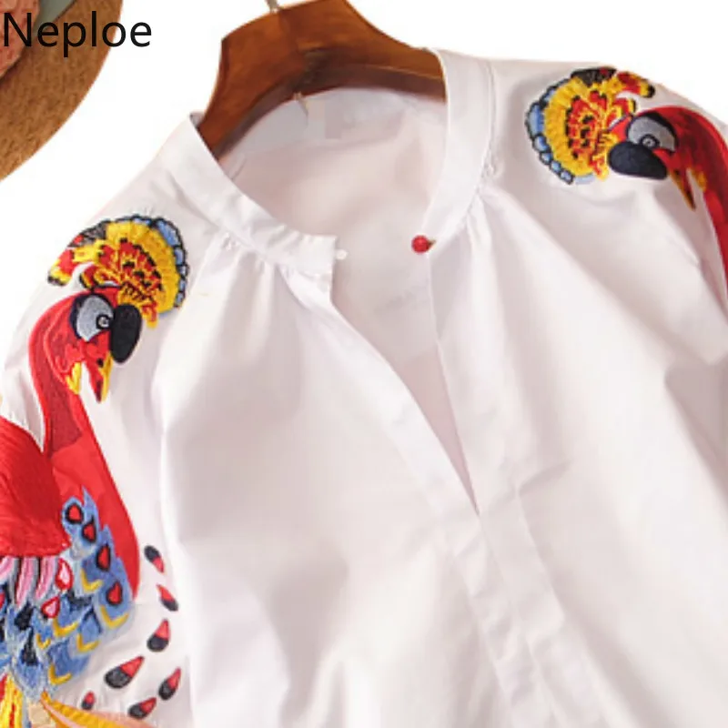 Neploe женские блузки с тяжелой вышивкой осень 2019 шикарные Блузы v образным вырезом