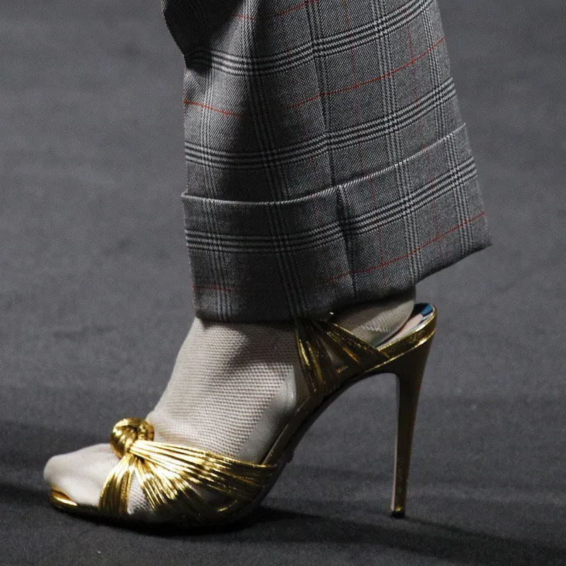 

2021 Weave Summer Open Toe High Heels Sandals 8.5CM High Quality Leather Women Shoes Runway Party Exquisite Luxury Beach Sandals