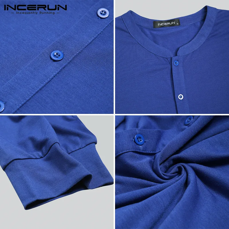 INCERUN Autumn Men Sexy Onesies Jumpsuits Pajama Long Sleeve Rompers Overalls Sleepwear Buttons Pyjamas Nightwear Mens Homewear